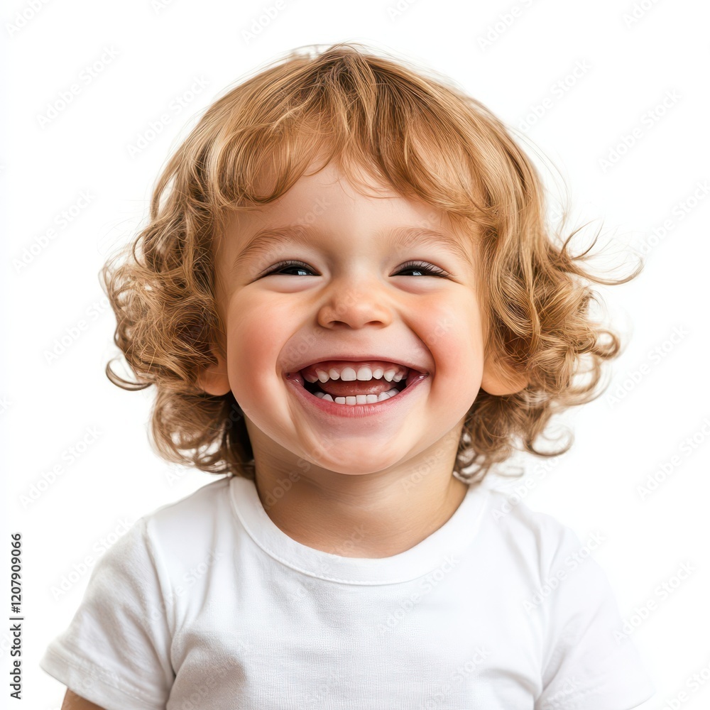 Happy little child smiling and laughing, isolated on white background Happy little child smiling and laughing, isolated on white background
