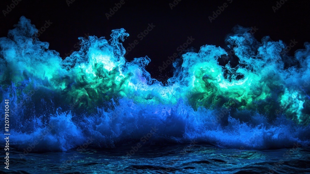 Naklejka premium Enchanted Ocean: A Symphony of Luminescent Waves