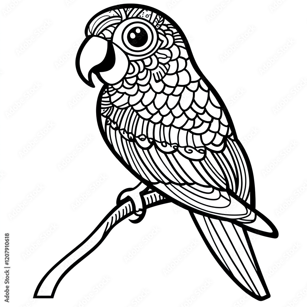 Fototapeta premium Zentangle Parrot Simple Coloring Page for Kids