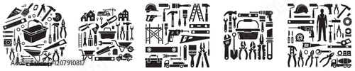 collection of silhouette craftsman construction tools