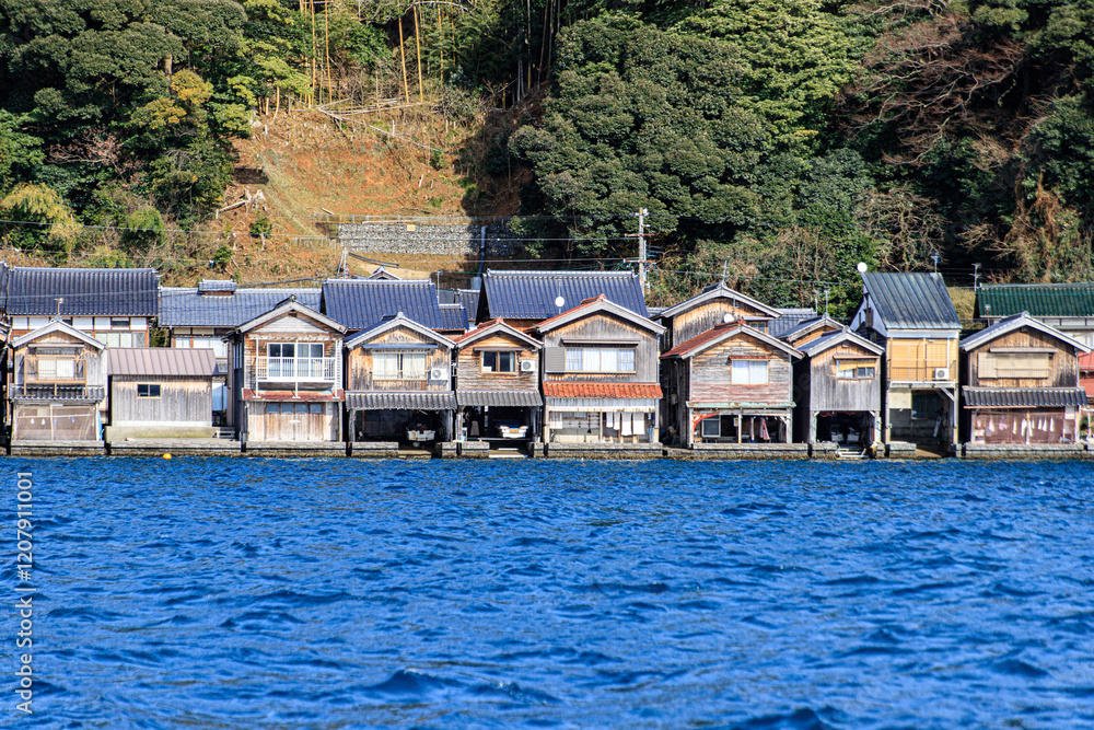 Charming Traditional Boat Houses Built Side by Side Along the Waterfront of Ine Bay, Kyoto, Japan Charming Traditional Boat Houses Built Side by Side Along the Waterfront of Ine Bay, Kyoto, Japan
