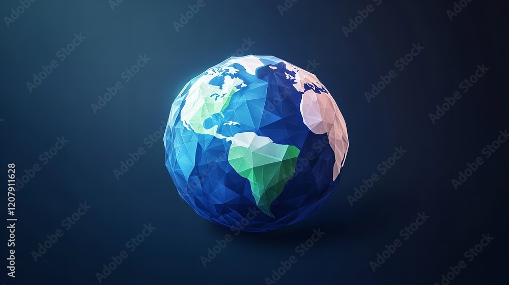 3D Rendering Low Poly Earth Globe Illustration – Polygonal 3D Rendering Low Poly Earth Globe Illustration – Polygonal