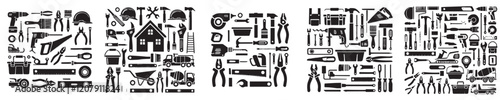 collection of silhouette craftsman construction tools