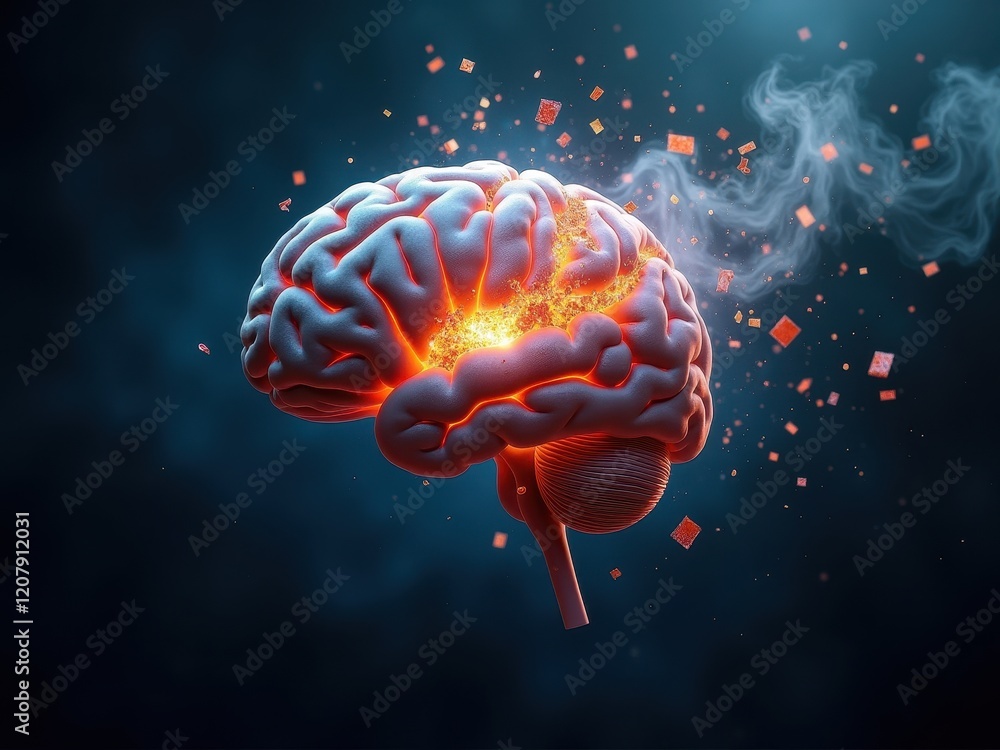 Fototapeta premium Exploring creative ideas through brainstorming with a vibrant and dynamic visualization of an illuminated brain