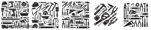 collection of silhouette craftsman construction tools