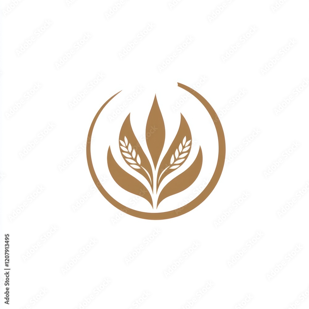 Graphic design of wheat, or grain plants in a circle, for natural food or agricultural uses Graphic design of wheat, or grain plants in a circle, for natural food or agricultural uses