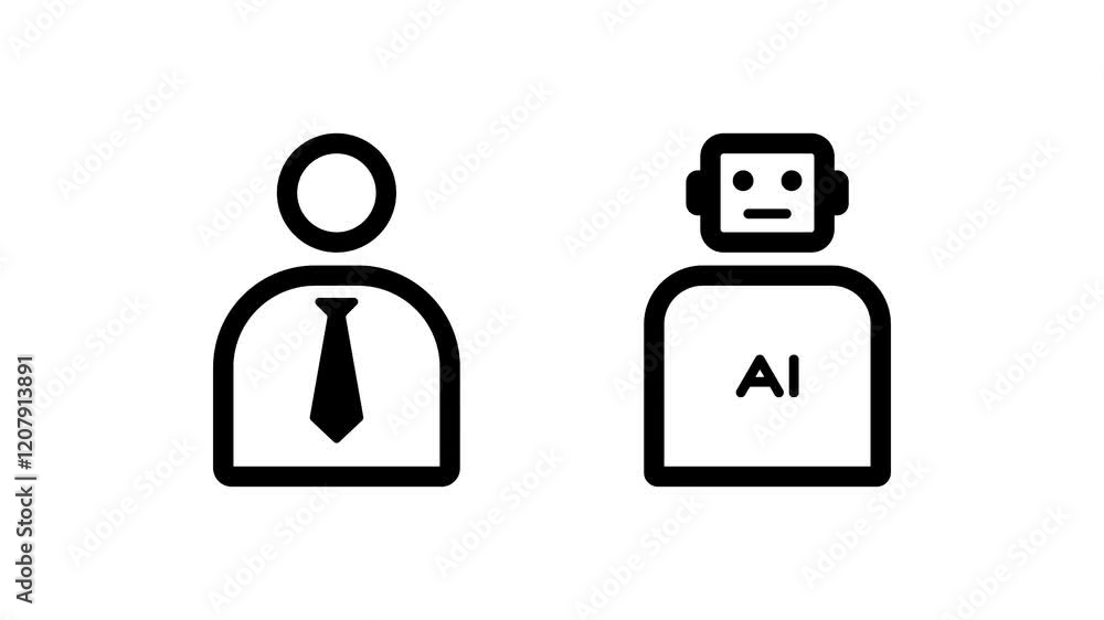 Layoff of Workers and AI Takeover Animation with Arrows