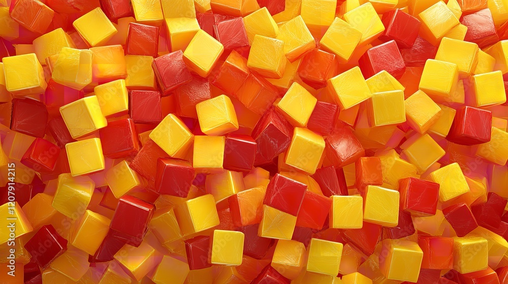 3D Rendering of Chaotically Arranged Cubes in Vibrant Yellow
3D Rendering of Chaotically Arranged Cubes in Vibrant Yellow
