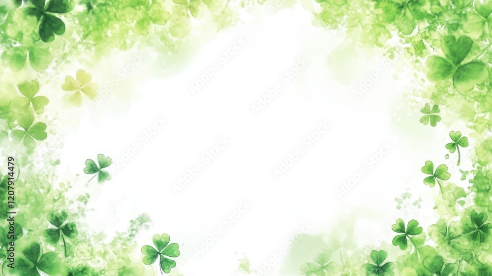 Shamrock Frame Design with White Background for St. Patrick's Day Greetings