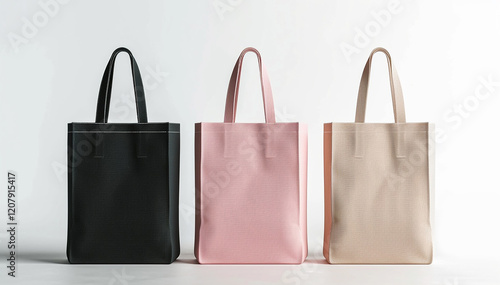 Mockup black white pink Tote. Shopper tote bag handbag isolated white background. Copy space shopping eco reusable bag. Grocery accessories. Template blank cotton material canvas cloth. Bag mockup.