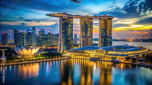 Marina Bay Sands Silhouette at Night - 4K Video Inspired AI Photo