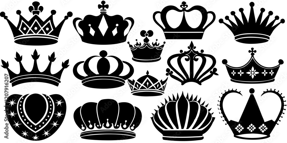 Royal Crown Icon Silhouette Collection Royal Crown Icon Silhouette Collection