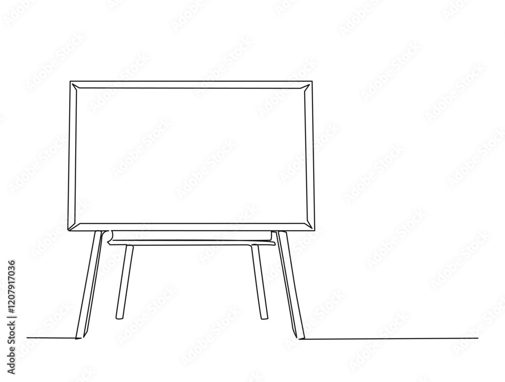 Continuous one line drawing of standing blackboard. Chalkboard or lackboard for educatoin, school, knowledge and literacy concept illustration. Editable stroke. Continuous one line drawing of standing blackboard. Chalkboard or lackboard for educatoin, school, knowledge and literacy concept illustration. Editable stroke.