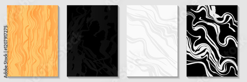 Elegant marble texture set. Collection of vector backgrounds with black and white line patterns for covers, invitation templates, wedding cards, contemporary menu designs, notebooks. eps 10