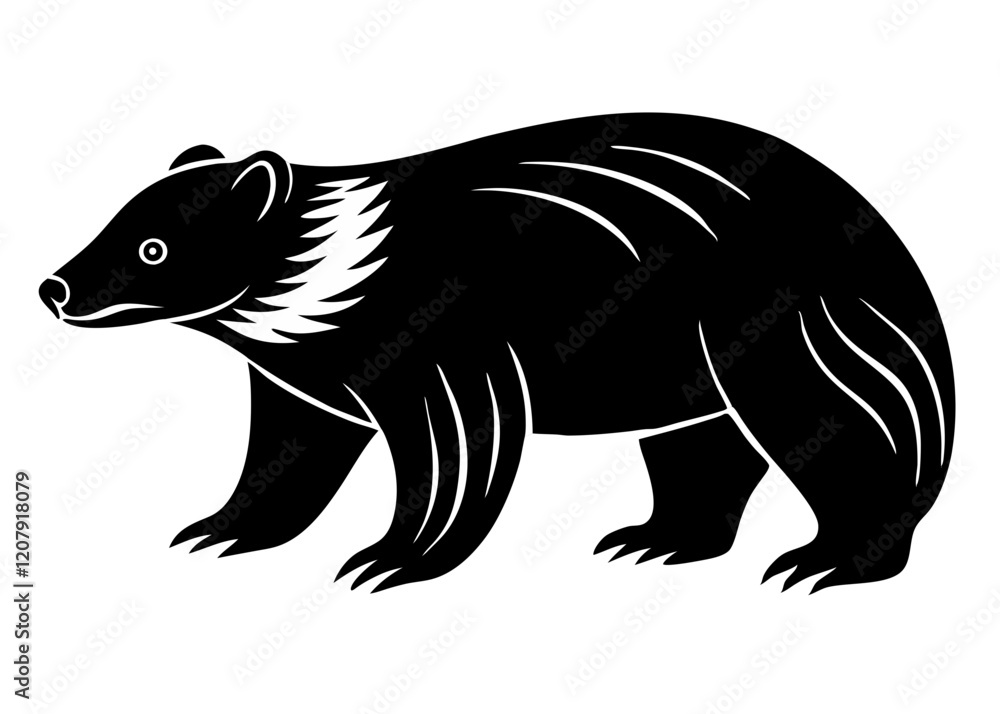 Obraz premium Sloth bear isolated silhouette vector on white background 