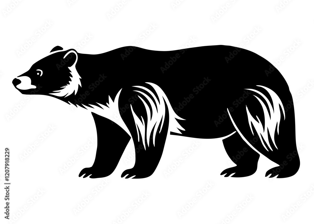 Obraz premium vector illustration of a spectacled, mountain, or andean bear in side view, showcasing its unique markings. perfect for wildlife designs, south american fauna themes, or educational projects