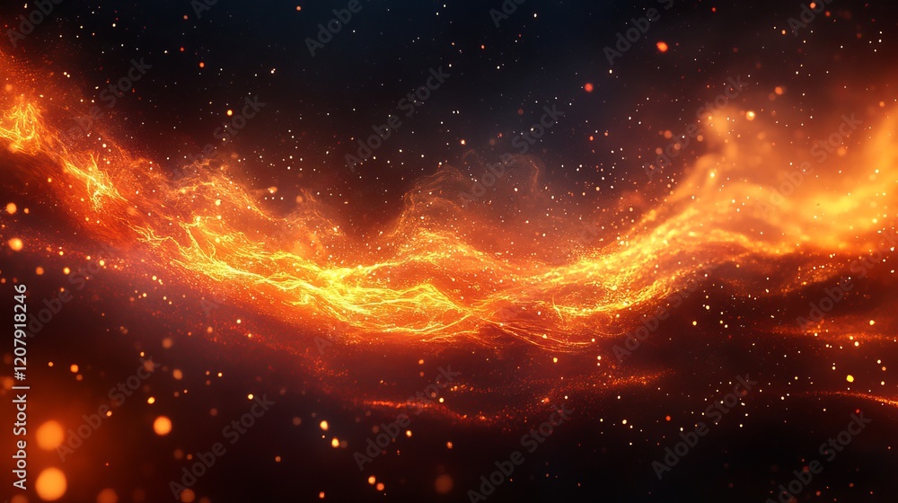 Naklejka premium Vibrant Orange Flames Erupting into the Night Sky Creating an Intense and Captivating Fire Scene