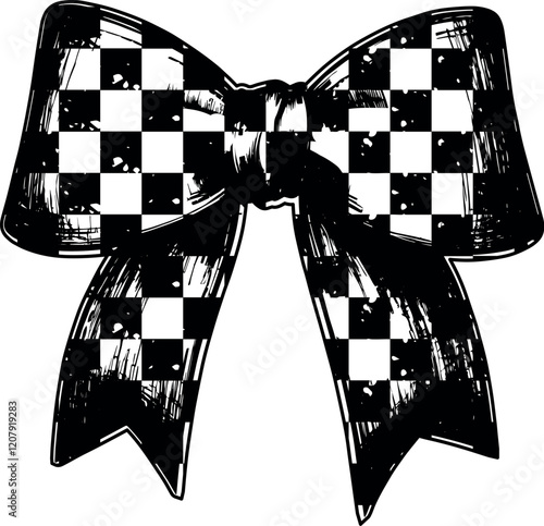 Checkered Coquette Bow, Coquette Bow, Bow, Coquette