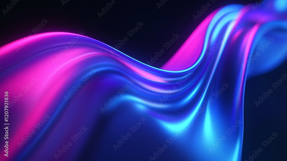 Fototapeta premium Neon Pink and Blue Flowing Fabric Background creating a futuristic and bold aesthetic