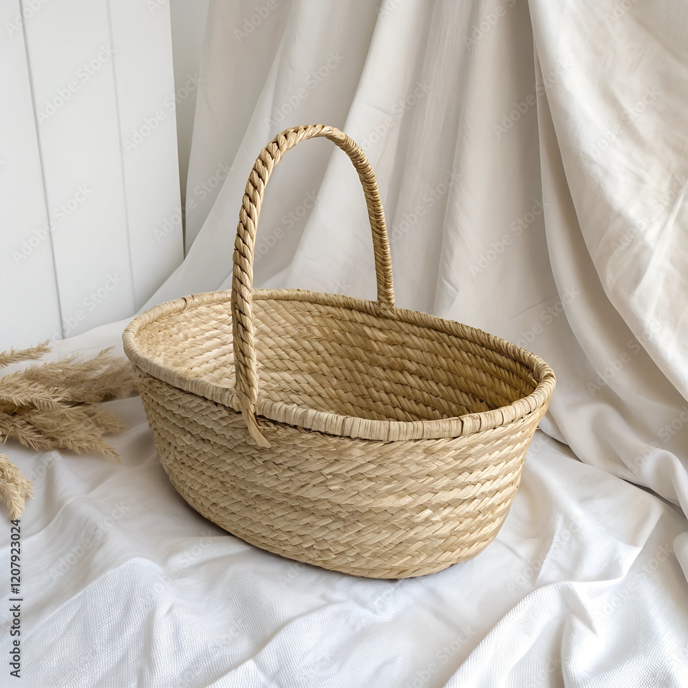 Fototapeta premium wicker basket on a wooden table