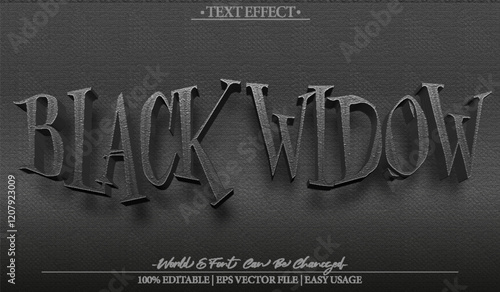  Black Widow Vector Text Effect Editable Alphabet Animal Spider Venomous