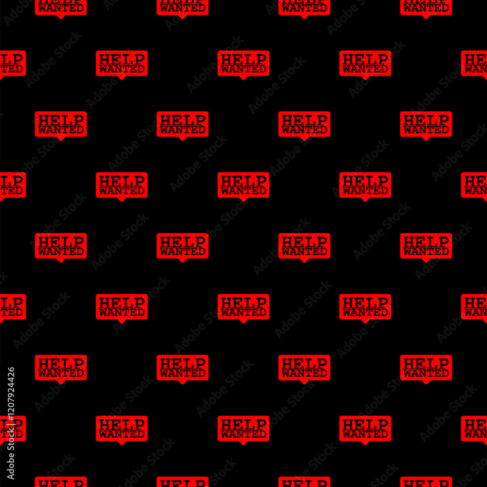 Fototapeta premium Help wanted icon pattern seamless isolated on black background