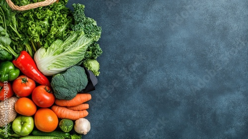 Close-up of a chef's hands expertly chopping vibrant vegetables on a dark countertop, showcasing culinary artistry in progress photo