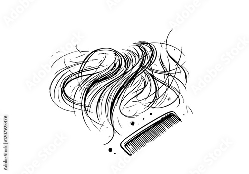 Hair Litter Hand Drawn Sketch Illustration Vector Isolated