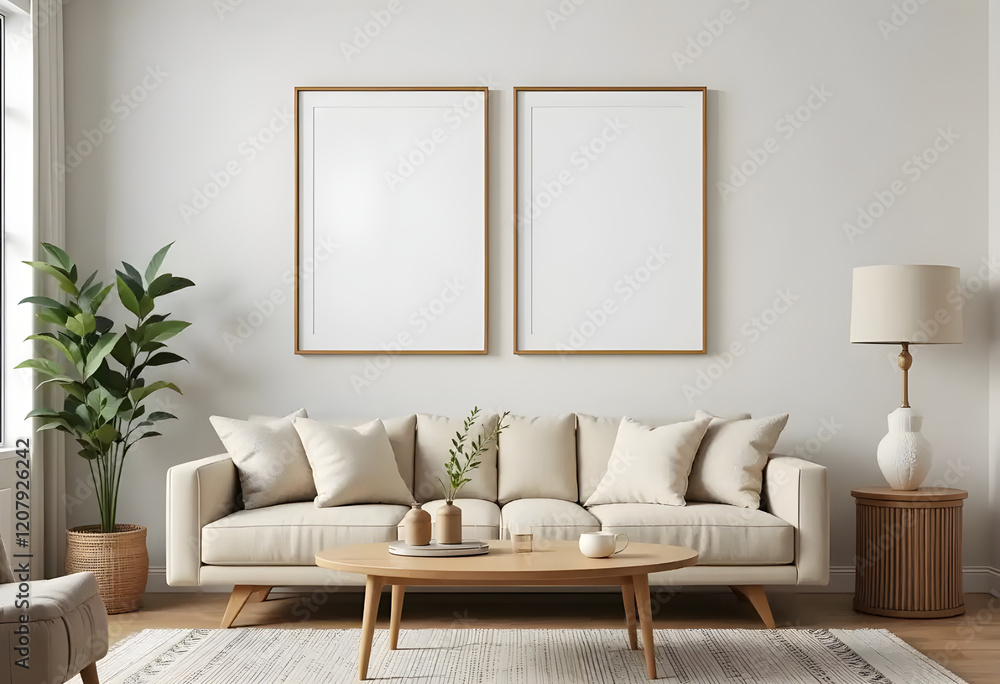 Wall Frame Mockup in Minimalist Living Room - 3D Render
Wall Frame Mockup in Minimalist Living Room - 3D Render