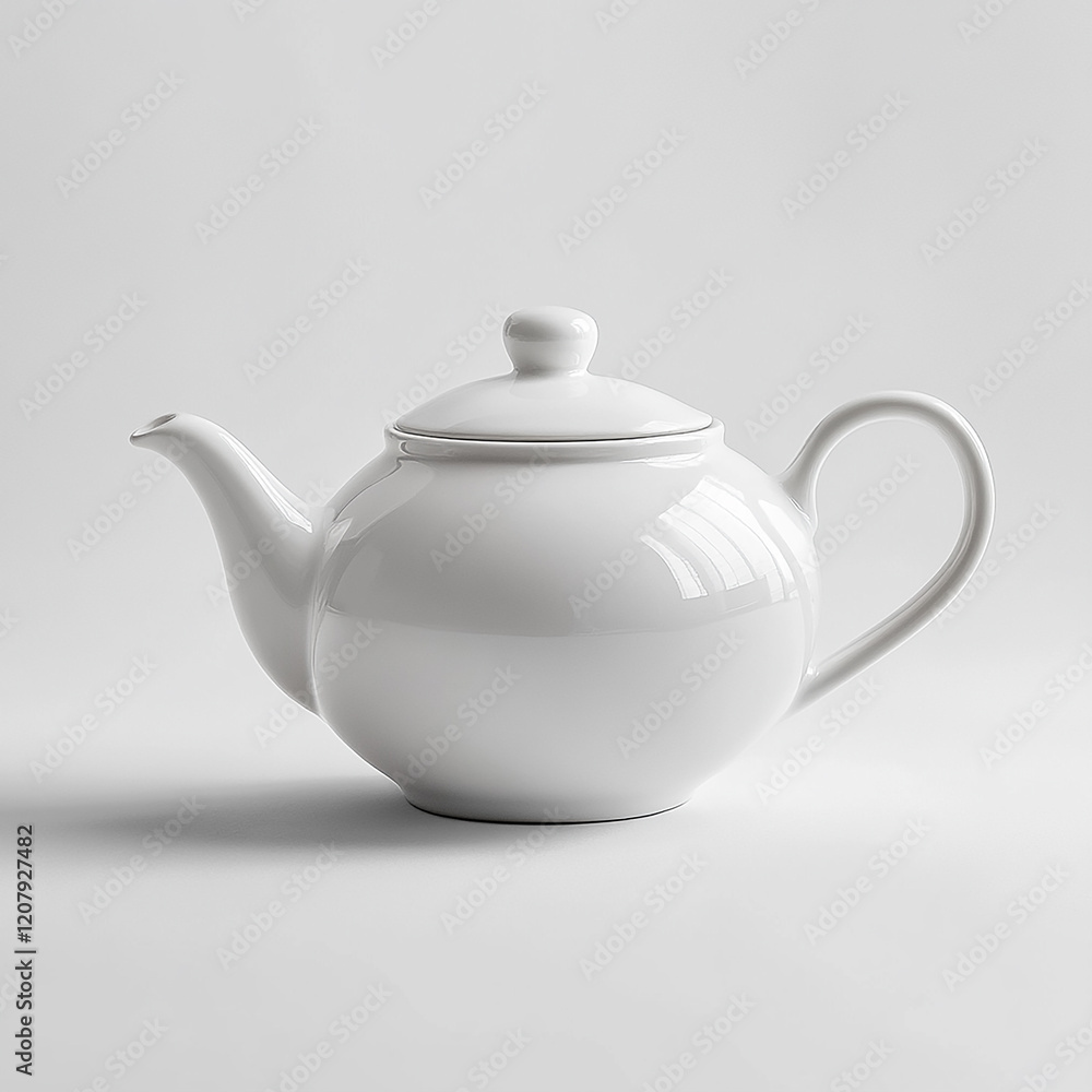 White teapot, simple shape, white background White teapot, simple shape, white background