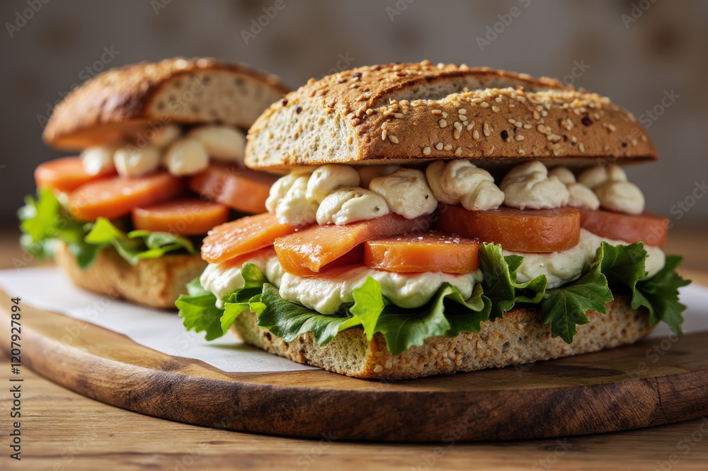 Salmon Salad Sandwiches on Multigrain Bread Salmon Salad Sandwiches on Multigrain Bread