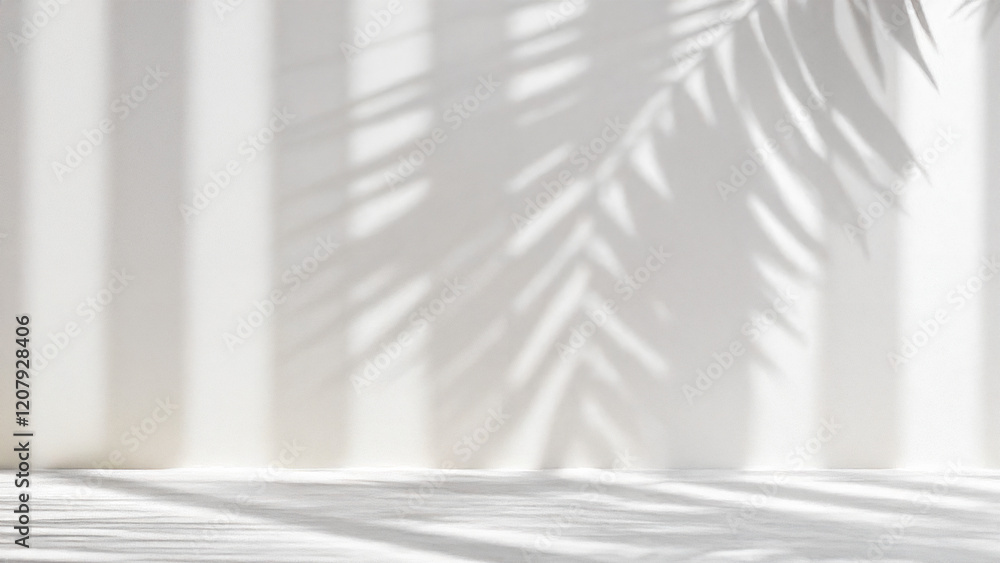 Minimalist tropical palm shadow on white background for modern branding and natural lifestyle designs or creative summer mock-up. Neutral tropical palm mockup on light backdrop Minimalist tropical palm shadow on white background for modern branding and natural lifestyle designs or creative summer mock-up. Neutral tropical palm mockup on light backdrop