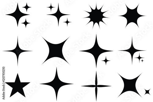 Twinkle star icon. vector icon, abstract cool shine effect. Star icon group. Vector illustration.