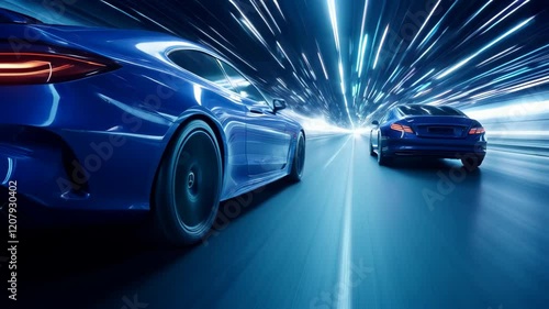 Car, speed, motion, futuristic, highway, tunnel, animation
