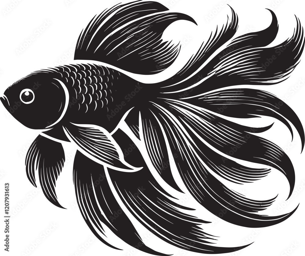 Beautiful Gold fish vector illustration silhouette isolated on white background Beautiful Gold fish vector illustration silhouette isolated on white background