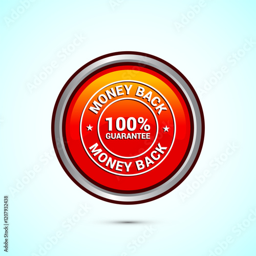 Money back guarantee icon design illustration. Money back guarantee badge and label. Orange color round button design