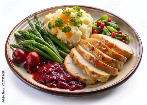 Thanksgiving Feast - Plate of Festive Dinner, AI Photo photo