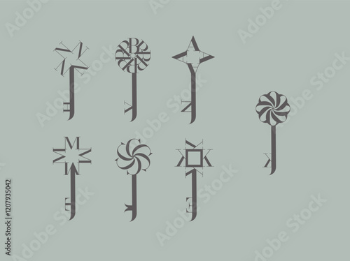 Obraz na płótnie Key graphic art style collection drawing on grey background w salonie