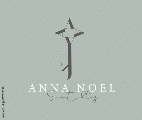Obraz na płótnie Secret blog key label design lettering anna noel drawing in vintage art style on beige background w salonie