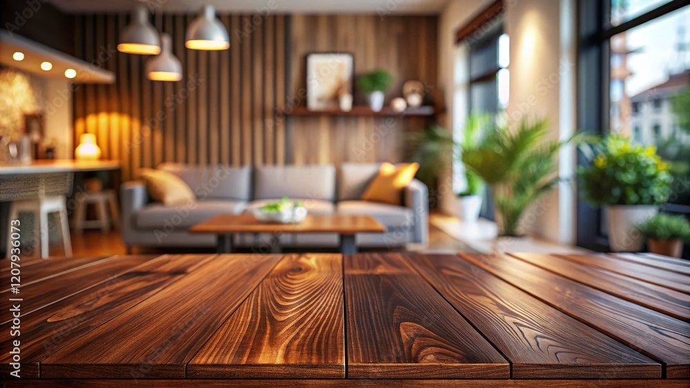 Tilt-Shift Empty Wooden Table Product Display AI Photo Tilt-Shift Empty Wooden Table Product Display AI Photo
