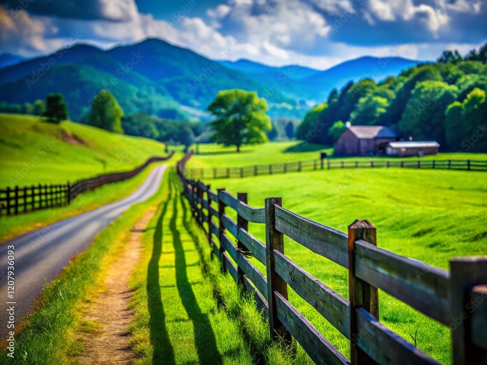 Tilt-Shift Farm Road Fence Roseland Virginia Summer Tilt-Shift Farm Road Fence Roseland Virginia Summer