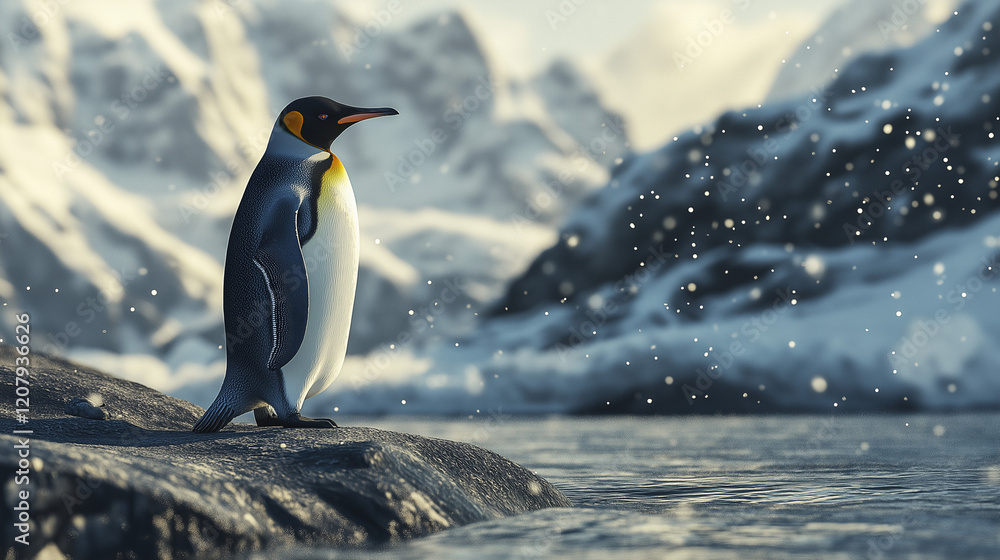 Fototapeta premium A penguin in a beautiful background location.
