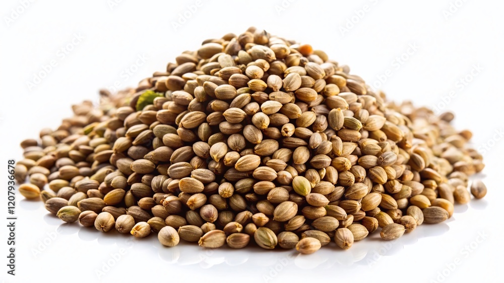 Tilt-Shift Hemp Seeds Heap - White Background Tilt-Shift Hemp Seeds Heap - White Background