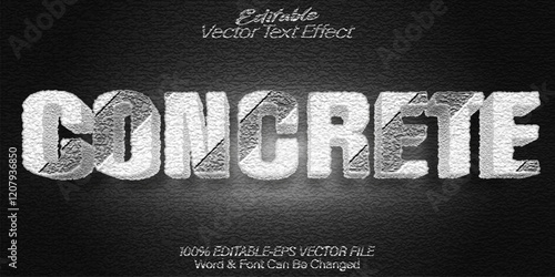 Concrete Vector Text Effect Editable Alphabet Wall Stone Rock Gray Marble Urban Broken Crack