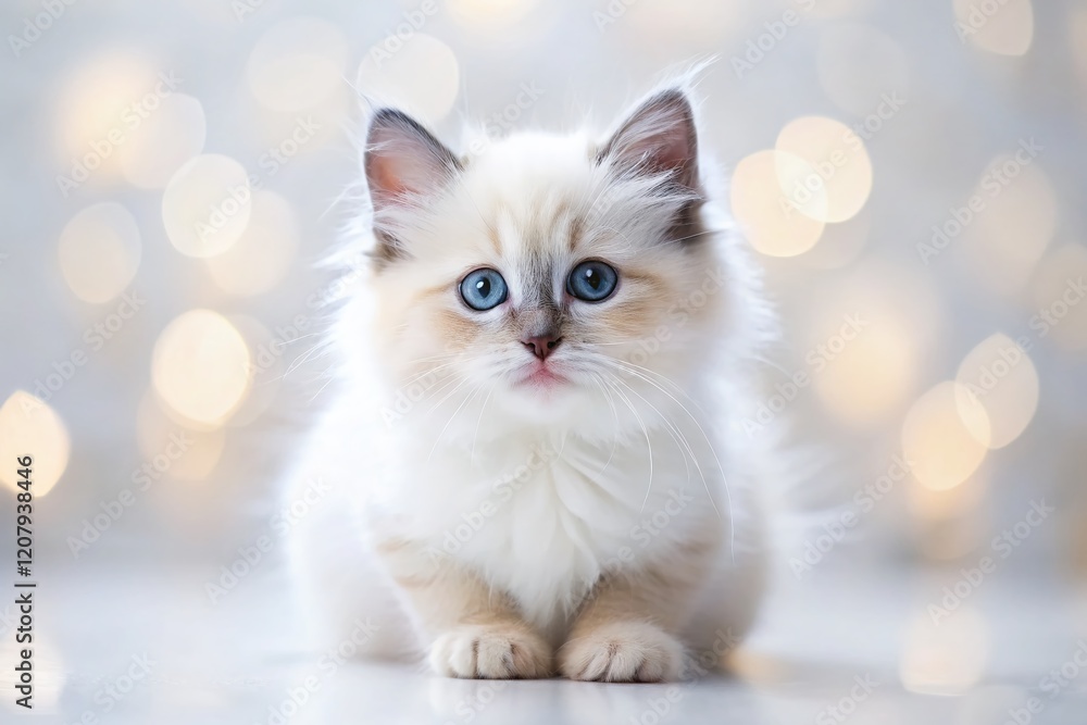 Tilt-Shift Ragdoll Kitten Portrait, Cute Small Cat Tilt-Shift Ragdoll Kitten Portrait, Cute Small Cat