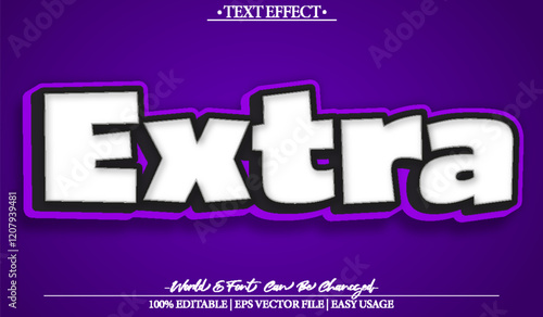 Extra Vector Text Effect Editable Alphabet Purple Bonus Cartoon Purple