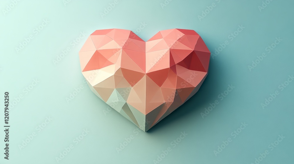 A geometric heart shape with modern lines and soft colors, minimalist design for Valentine's Day A geometric heart shape with modern lines and soft colors, minimalist design for Valentine's Day