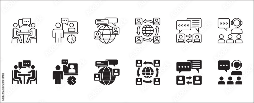 Business conference icon set. Presentation and meeting icons. Contains symbols of online conference, briefing, project, schedule, strategy, seminar, sales presentation, profile company, plan. Business conference icon set. Presentation and meeting icons. Contains symbols of online conference, briefing, project, schedule, strategy, seminar, sales presentation, profile company, plan.