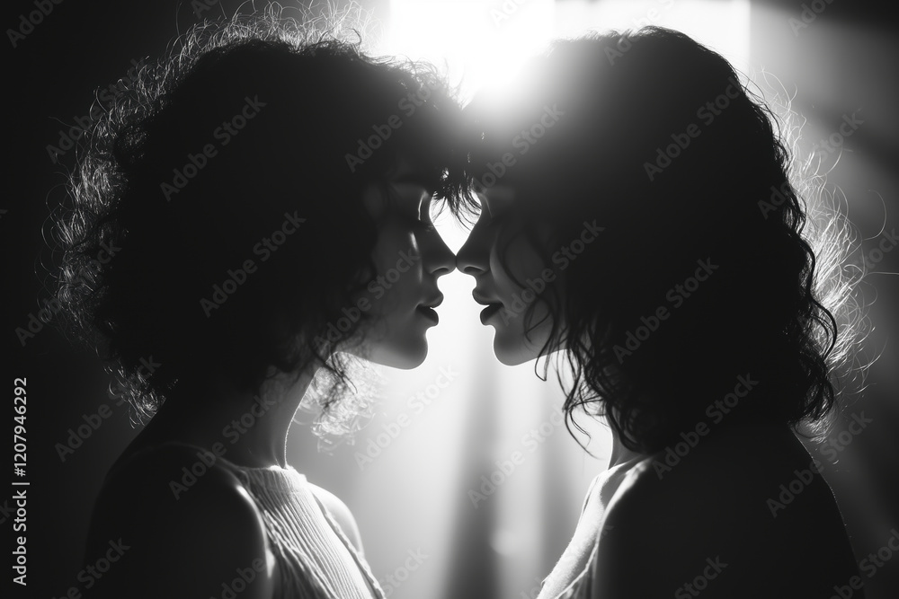 Intimate Portrait of Two Women: A Captivating Black and White Photograph Intimate Portrait of Two Women: A Captivating Black and White Photograph