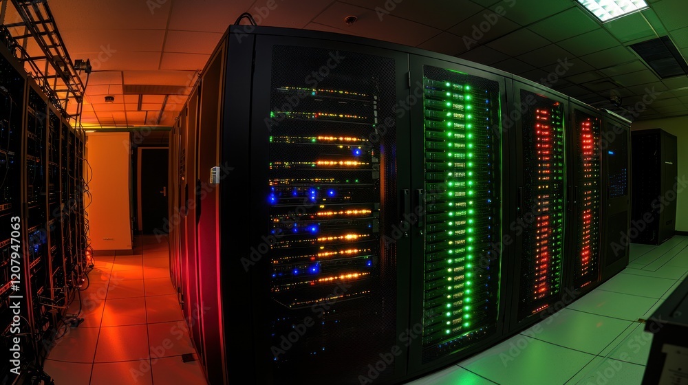Illuminated Server Room: A Glimpse into the Digital Heart of Modern Technology Illuminated Server Room: A Glimpse into the Digital Heart of Modern Technology